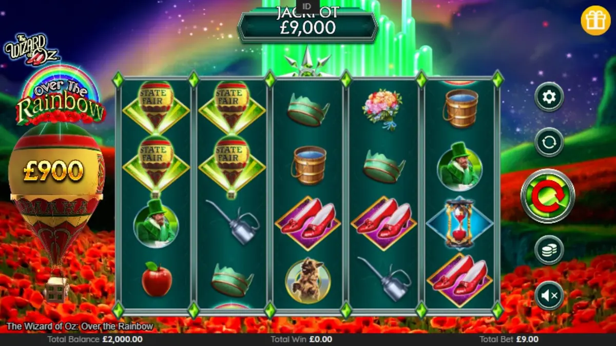 Pemandangan magis dari slot The Wizard of Oz: Over the Rainbow dengan nuansa fantasi yang memikat.